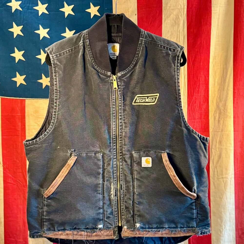Custom Leather Repaired Carhartt V02 MDT Black XL + Vintage patch